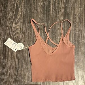 Vuori ribbed crop top tank - mauve / rosewood